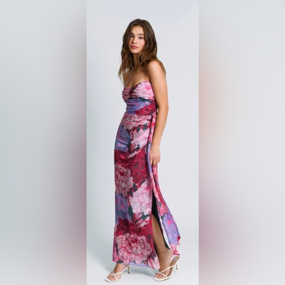 Hutch Julietta Strapless Chiffon Side-Slit Column Gown Size 10 Anthropologie - Picture 5 of 13